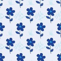 blue flower pattern for fabric vector