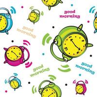 colorful clock pattern with good morning text vector