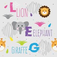 cute animal pattern with lion and giraffe vector