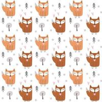 Seamless pattern with christmas fox. Vector