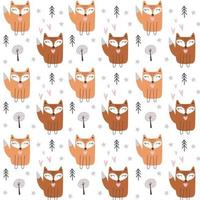 Seamless pattern with christmas fox. Vector