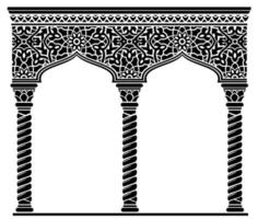 silueta de los capiteles de la fachada oriental arqueada vector