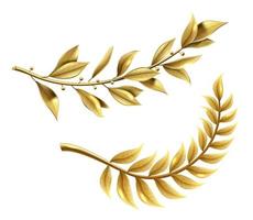 Golden laurel branch part of winner wreath vector