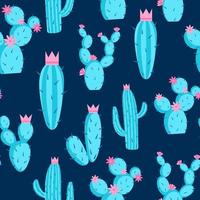Pattern azure cacti vector illustration