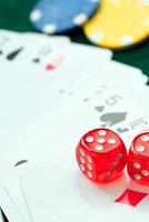 Red Dices Money Chips and Gambling Cards