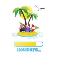 vacaciones de verano vacaciones tropicales viajes diseño de estilo plano. vector