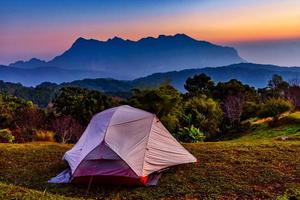 Tourist tent on the hill at San Pa Kia in Chiang mai, Thailand photo