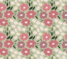 seamless pattern with abstract flowers and leaves vector