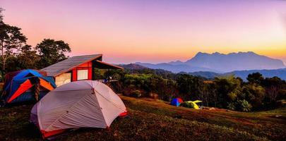 Tourist tent on the hill at San Pa Kia in Chiang mai, Thailand photo