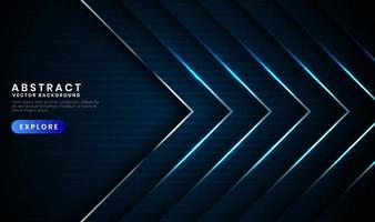 Geometric navy blue 3d abstract background with metallic lines effect vector