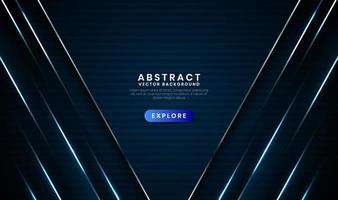 Fondo abstracto geométrico azul marino 3d con efecto de líneas metálicas vector