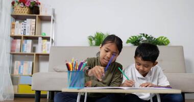 Sister and Brother Drawing Together video