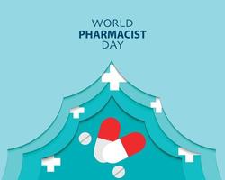 World Pharmacist Day Simple Greeting In Paper vector