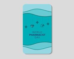 World Pharmacist Day Phone Greeting Template vector