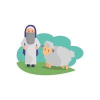 Happy Eid Adha. Celebration of Muslim holiday the sacrifice a sheep vector