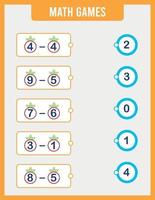 Preschool educational child game, printable math worksheet vector
