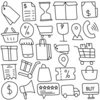 icono de doodle de compras en línea vector