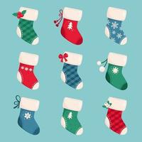colección de calcetines de navidad. medias de Navidad vector