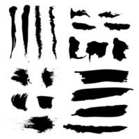 Different strokes of black paint on a white background - Vector