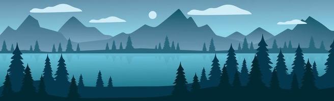 Panoramic mountain evening landscape on the background vector