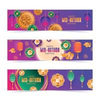 Gradient Mid Autumn Banners Collection vector