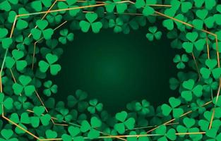 Green clovers scnery with gold wires vector