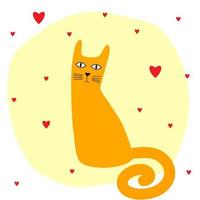 plantilla de tarjeta de gato divertido. abstracto lindo arte infantil gato vector