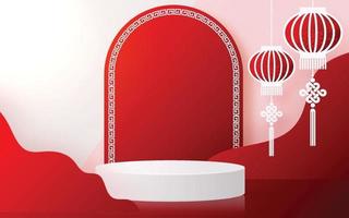 Podium round stage podium Chinese new year, Mid Autumn Festival. vector