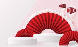 Podium round stage podium Chinese new year, Mid Autumn Festival. vector