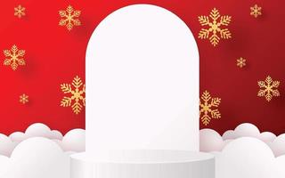 Christmas and New Year podium background design 3d. vector