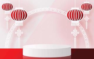 podio podio de escenario redondo año nuevo chino, festival de mediados de otoño. vector