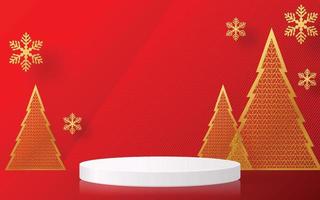 Christmas and New Year podium background design 3d. vector