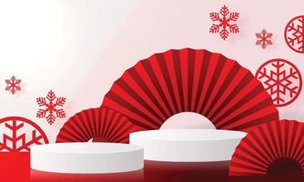 Christmas and New Year podium background design 3d. vector