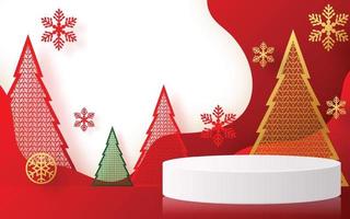 Christmas and New Year podium background design 3d. vector