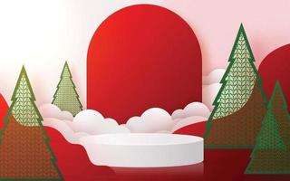 Christmas and New Year podium background design 3d. vector