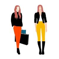 Abstract girls background. Adult cartoon handmade woman vector