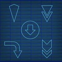 Blue arrow neon effect isolated retro glow direction vector
