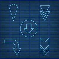 Blue arrow neon effect isolated retro glow direction vector