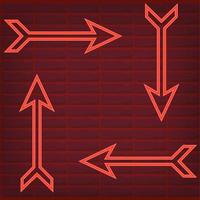 Set of red arrow neon effect isolated retro glow direction vector