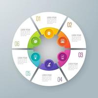 Paper art Infographics and icons with 6 steps vector