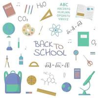 School objects and subjects collection. Isolated vector items.
