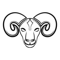 Black and white line art of sheep head. vector