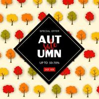 Discount season with colorful tree on autumn or fall sale background vector