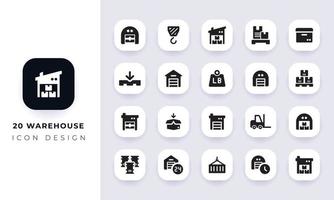 Minimal flat warehouse icon pack. vector