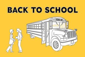 Back to school Scene of a BUS school and two girls talking vector