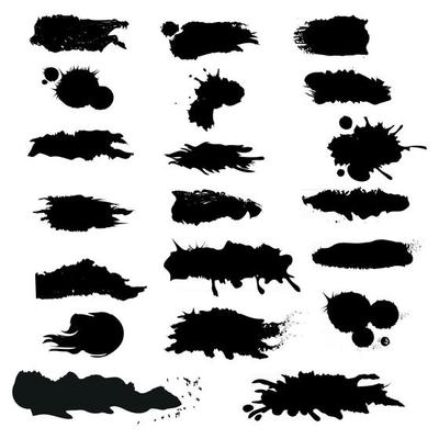 Different strokes of black paint on a white background - Vector