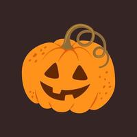 Halloween pumpkin with funny face on dark background vector