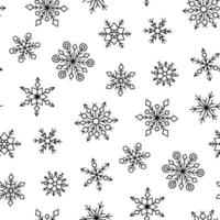Seamless pattern with winter snowflakes. Hand drawn snowfall texture vector