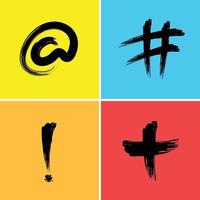 Hashtag exclamation mark Plus At The Rate Signs vector