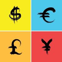 símbolos de signos de moneda iconos con colores neón vector